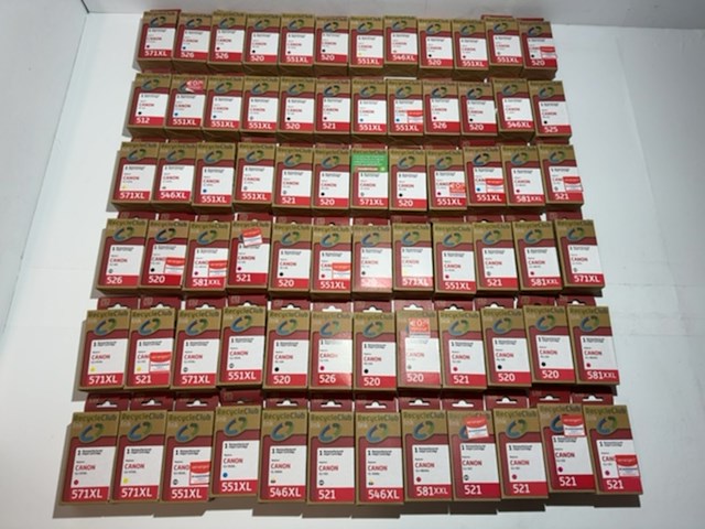 Partij inktcartridges, recycleclub, geschikt voor canon - 72 stuks - afbeelding 1 van  5
