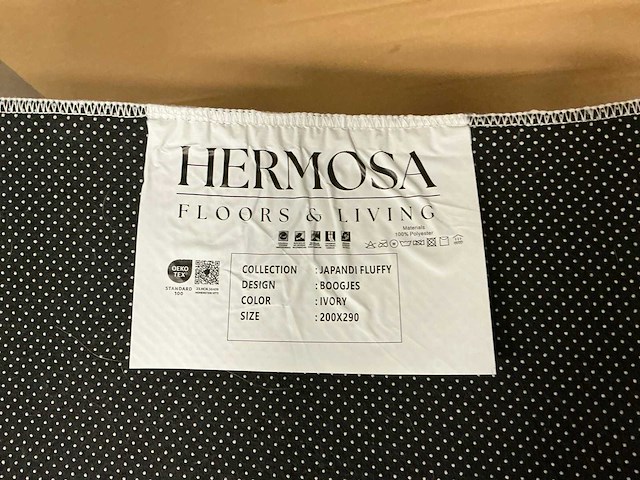 Partij japandi fluffy boogjes ivory 200x290cm vloerkleden (4x) - afbeelding 3 van  5