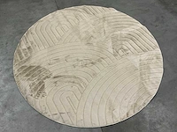 Partij japandi fluffy boogjes zand 200x200cm round vloerkleden (6x)