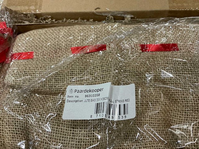 Partij jute bag 25xh28cm with pull string red 100% jute (3000x) - afbeelding 4 van  5