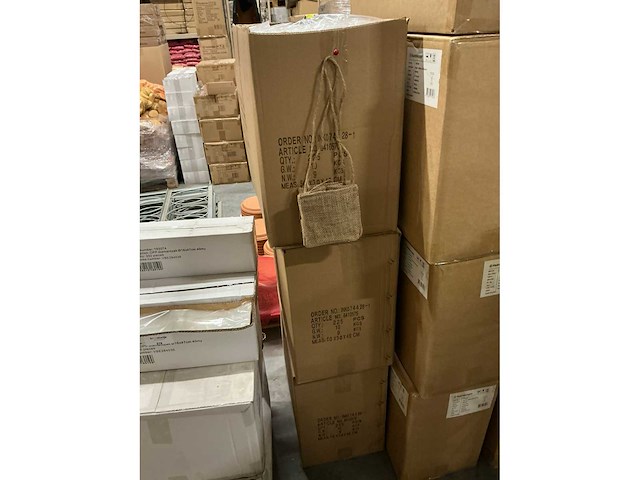 Partij jute bags with plastic bag inside 12,5x12,5x12,5cm (675x) - afbeelding 3 van  5