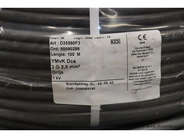 Partij kabels o.a. donne installatiekabel d35590f3 85690286 - 100mtr - nieuw - afbeelding 2 van  3