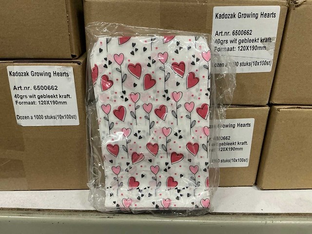 Partij kadozak growing hearts 40grs wit gebleekt kraft 120x190mm (16000x) - afbeelding 2 van  4