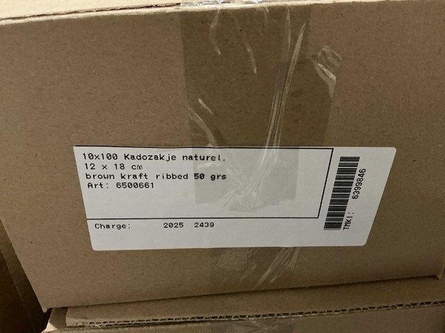 Partij kadozakken 12x18cm brown kraft ribbed 50 grs (99000x) - afbeelding 5 van  5