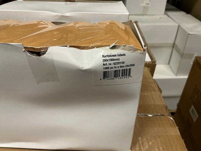 Partij kartonnen labels 50x100mm (72000x) - afbeelding 3 van  6
