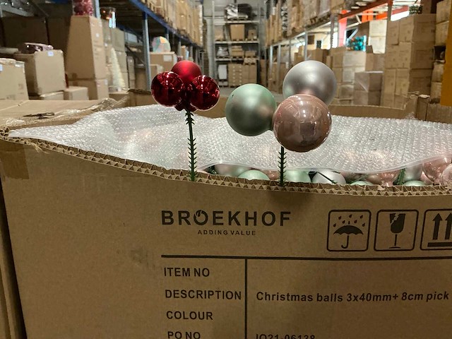 Partij kerstballen 3x40mm & 3x25mm +8cm pick (5016x) - afbeelding 1 van  6