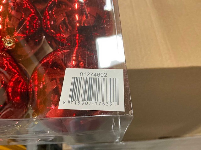 Partij kerstballen rood 10/verpakking (152 verpakkingen) - afbeelding 4 van  4