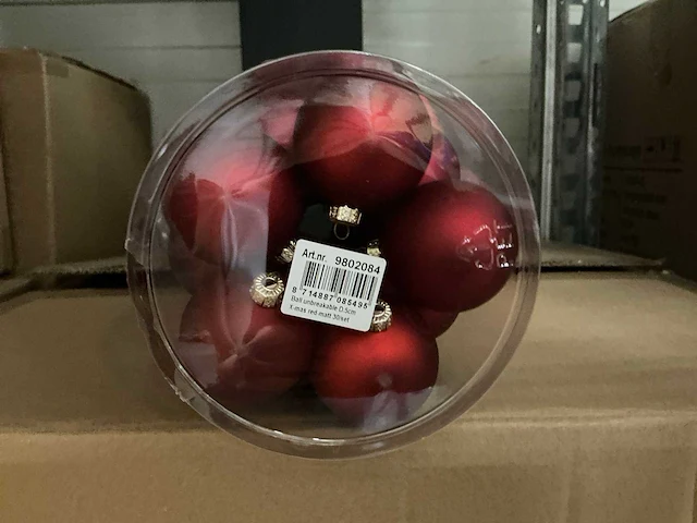 Partij kerstballen unbreakable d5cm x-mas red 30/tube (80x) - afbeelding 2 van  4
