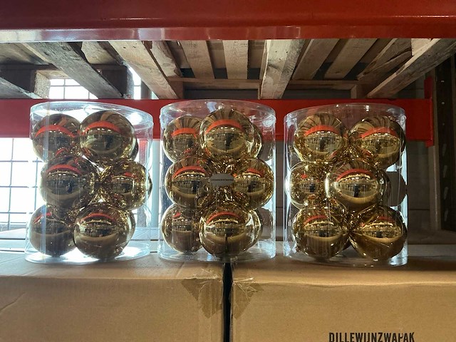 Partij kerstballen unbreakable&seamless d10cm gold-shiny 9/tube (144 tubes) - afbeelding 1 van  4