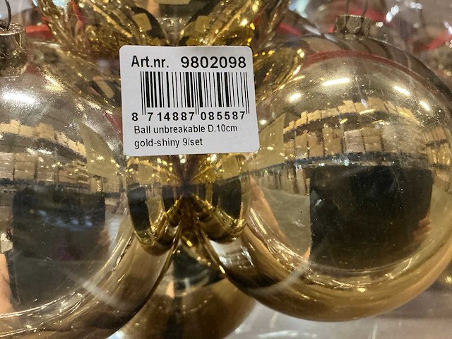 Partij kerstballen unbreakable&seamless d10cm gold-shiny 9/tube (144 tubes) - afbeelding 2 van  4