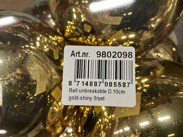 Partij kerstballen unbreakable&seamless d10cm gold-shiny 9/tube (84 tubes) - afbeelding 2 van  4