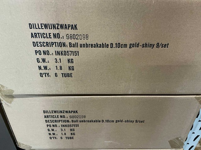 Partij kerstballen unbreakable&seamless d10cm gold-shiny 9/tube (84 tubes) - afbeelding 4 van  4