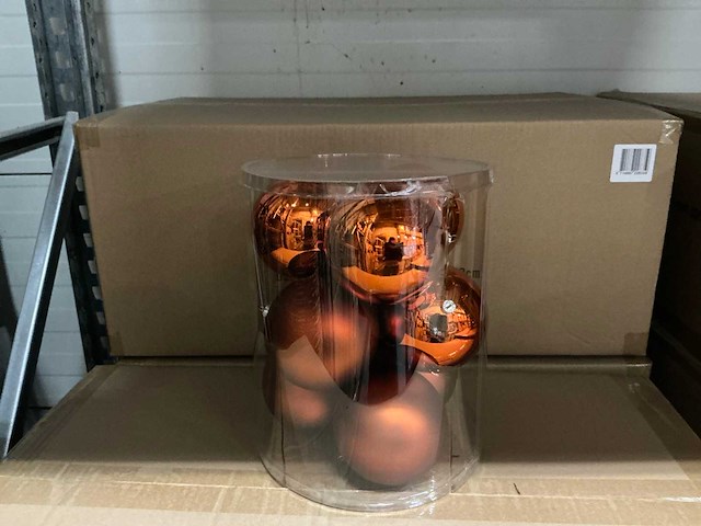 Partij kerstballen unbreakable/seamless d10cm manderine 9/tube (54 tubes) - afbeelding 1 van  4