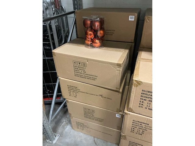 Partij kerstballen unbreakable/seamless d10cm manderine 9/tube (54 tubes) - afbeelding 3 van  4