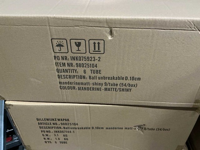 Partij kerstballen unbreakable/seamless d10cm manderine 9/tube (54 tubes) - afbeelding 4 van  4