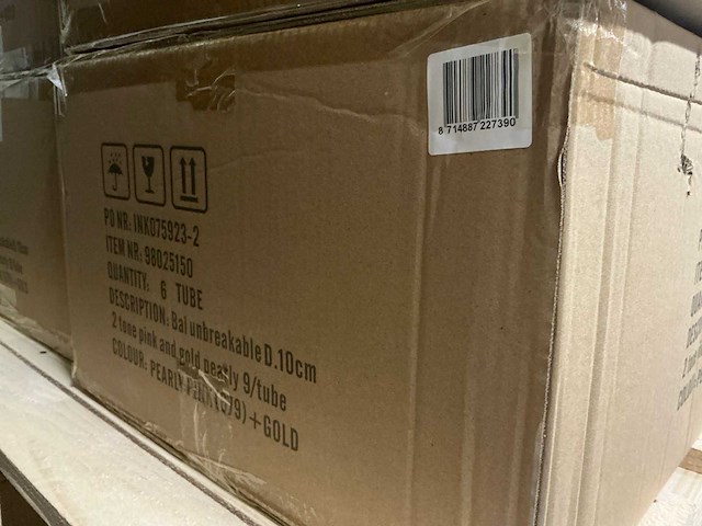 Partij kerstballen unbreakable&seamless d10cm pink/gold pearly 9/tube (60 tubes) - afbeelding 3 van  3