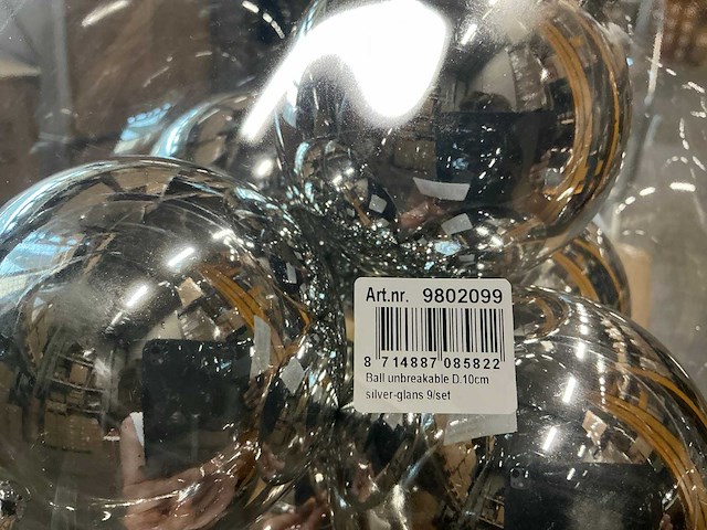 Partij kerstballen unbreakable&seamless d10cm silver-glans 9/tube (42 tubes) - afbeelding 2 van  4