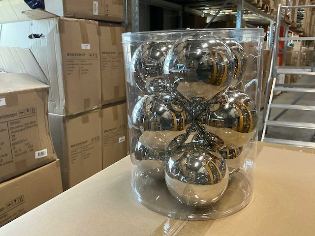 Partij kerstballen unbreakable&seamless d10cm silver-glans 9/tube (42 tubes) - afbeelding 1 van  4