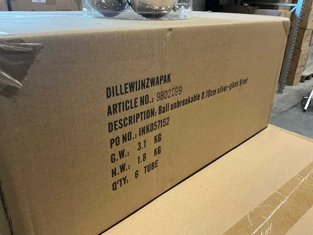 Partij kerstballen unbreakable&seamless d10cm silver-glans 9/tube (42 tubes) - afbeelding 4 van  4