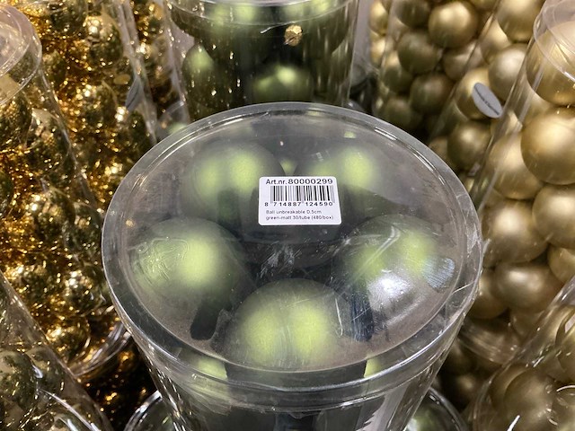 Partij kerstballen unbreakable&seamless d5cm 30/tube (124 tubes) - afbeelding 2 van  21