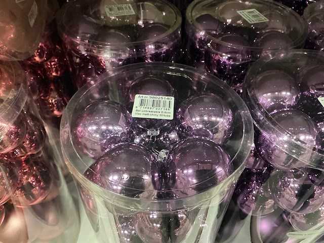 Partij kerstballen unbreakable&seamless d5cm 30/tube (47 tubes) - afbeelding 1 van  5