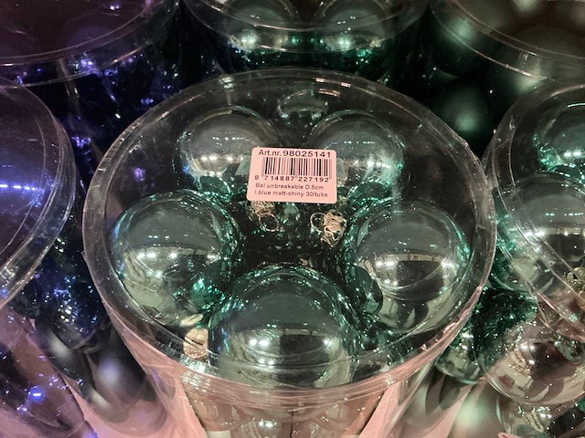 Partij kerstballen unbreakable&seamless d5cm 30/tube (47 tubes) - afbeelding 2 van  5