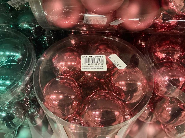 Partij kerstballen unbreakable&seamless d5cm 30/tube (47 tubes) - afbeelding 4 van  5