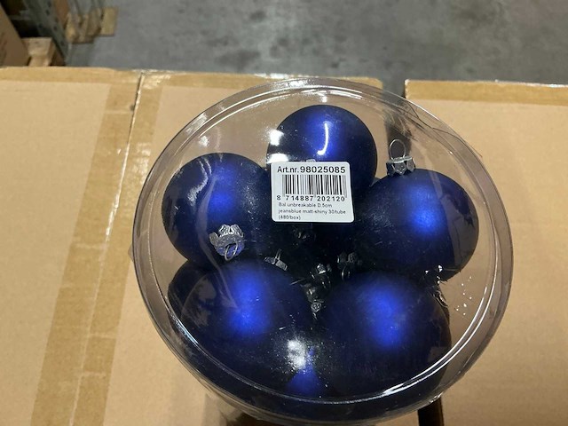 Partij kerstballen unbreakable&seamless d5cm jeansblue 30/tube (128 tubes) - afbeelding 2 van  4