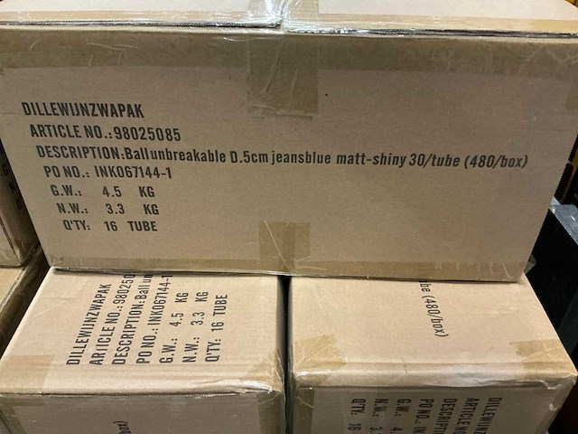 Partij kerstballen unbreakable&seamless d5cm jeansblue 30/tube (128 tubes) - afbeelding 4 van  4