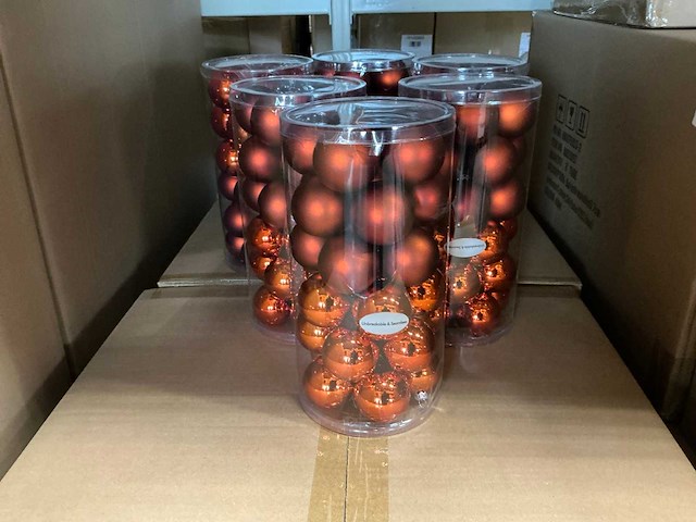 Partij kerstballen unbreakable&seamless d5cm manderine matt-shiny 30/tube (96 tubes) - afbeelding 1 van  4