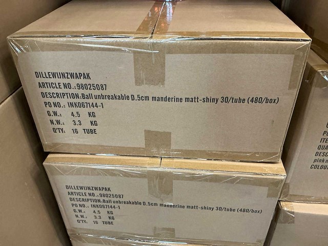 Partij kerstballen unbreakable&seamless d5cm manderine matt-shiny 30/tube (96 tubes) - afbeelding 4 van  4