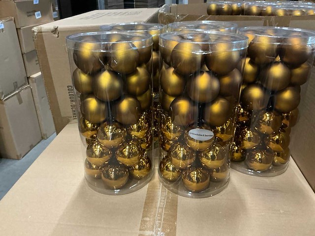Partij kerstballen unbreakable&seamless d5cm ochre 30/tube (171x) - afbeelding 1 van  4
