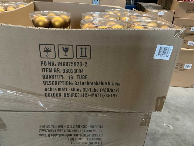 Partij kerstballen unbreakable&seamless d5cm ochre 30/tube (171x) - afbeelding 4 van  4