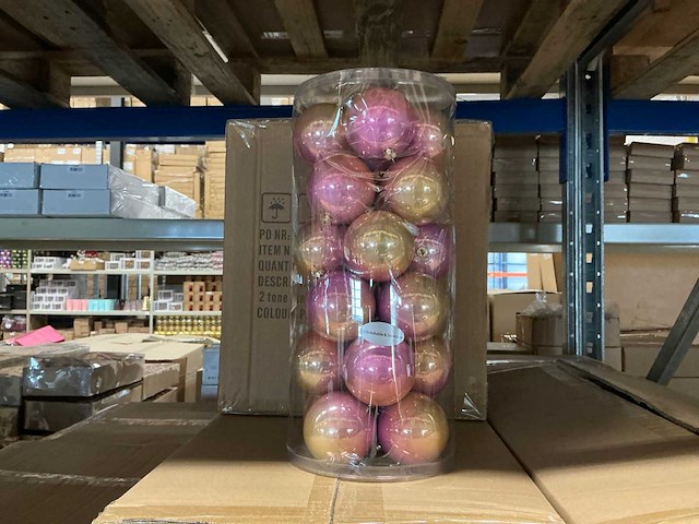 Partij kerstballen unbreakable&seamless d7cm 2-tone pearly 24/tube (104 tubes) - afbeelding 1 van  4