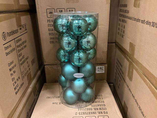 Partij kerstballen unbreakable&seamless d7cm l.blue 24-tube (40 tubes) - afbeelding 1 van  2