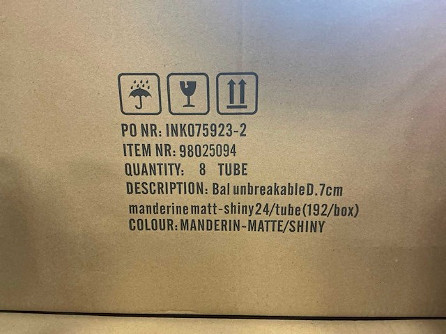 Partij kerstballen unbreakable&seamless d7cm manderine matt-shiny 24/tube (90 tubes) - afbeelding 4 van  4