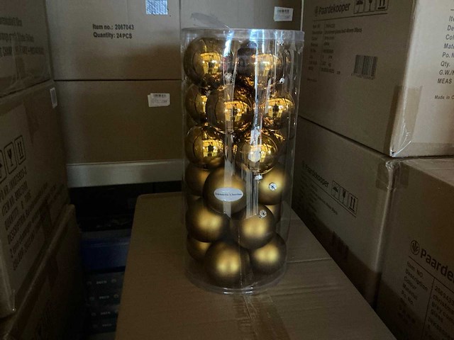 Partij kerstballen unbreakable&seamless d7cm ochre matt-shiny 24/tube (26 tubes) - afbeelding 1 van  4