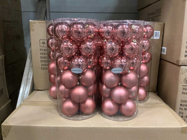Partij kerstballen unbreakable&seamless d7cm pink 24/tube (69 tubes) - afbeelding 1 van  4