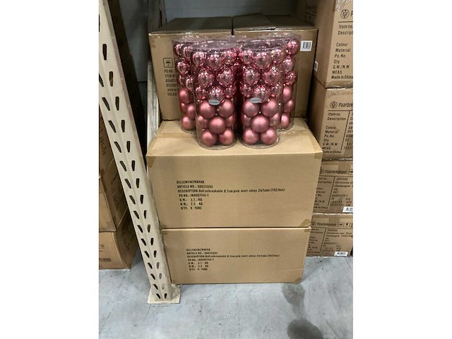 Partij kerstballen unbreakable&seamless d7cm pink 24/tube (69 tubes) - afbeelding 3 van  4
