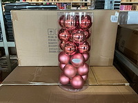 Partij kerstballen unbreakable&seamless d7cm pink matt-shiny 24/tube (80 tubes) - afbeelding 1 van  4