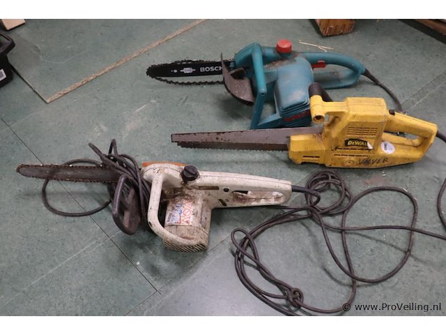 Partij kettingzagen, diverse merken o.a. dewalt type dw391, bosch type ake 30 s & stihl type e 160 - afbeelding 1 van  11