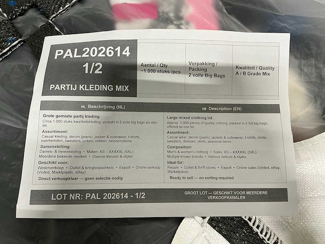 Partij kleding (1000x) - afbeelding 4 van  5