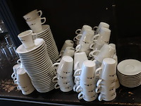 Partij kop en schotels met opdruk "capra nera" - afbeelding 1 van  5