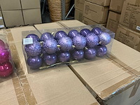 Partij kunstkertstballen 6cm fuchsia&lila mix 24/set (108 sets) - afbeelding 3 van  7