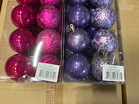 Partij kunstkertstballen 6cm fuchsia&lila mix 24/set (108 sets) - afbeelding 3 van  6