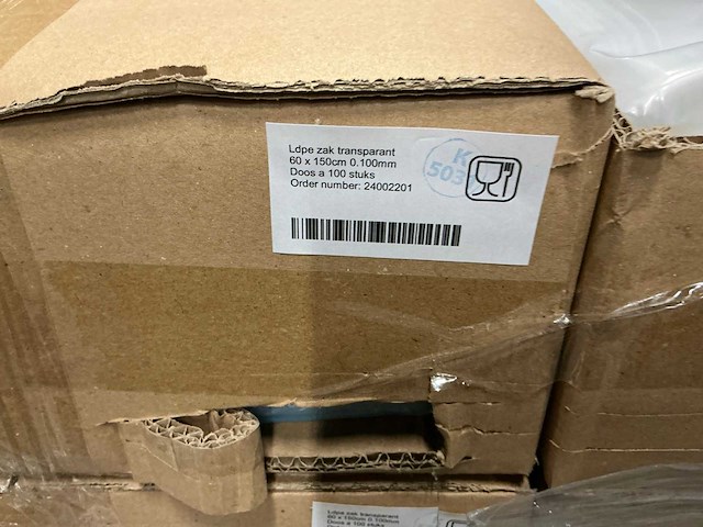 Partij ldpe zakken transparant 60x150cm 0.100mm (3200x) - afbeelding 2 van  2