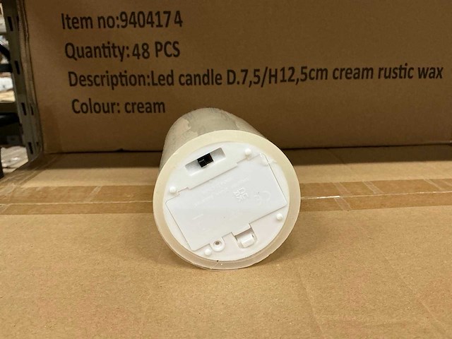 Partij led candle d7,5/h12,5cm cream rustic wax (144x) - afbeelding 2 van  4