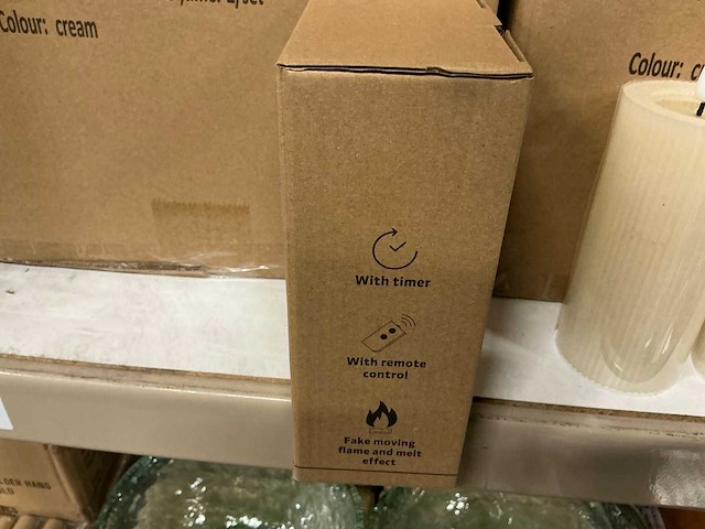 Partij led candles cream rib wax h10/15xø7cm set/2 (48x) - afbeelding 2 van  3