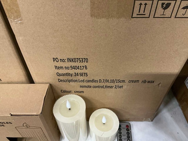 Partij led candles cream rib wax h10/15xø7cm set/2 (48x) - afbeelding 3 van  3