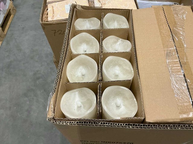 Partij led candles d7,5/h15cm cream rustic wax (140x) - afbeelding 1 van  2